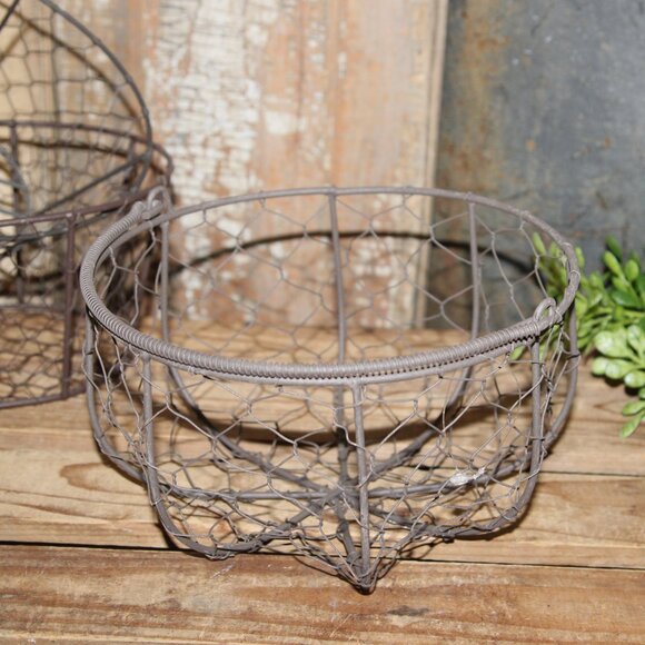 NEW Rustic Chicken Wire Farmhouse Baskets & Distressed Wood Box - Picture 8 of 10